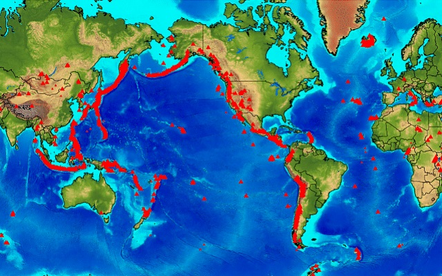 mountain ranges on the edges of the ring of fire